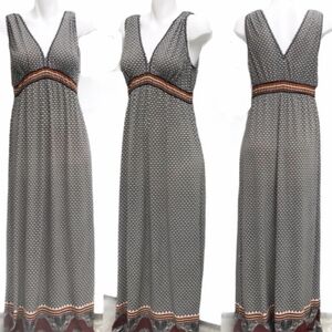 Studio M Geometric Maxi Dress - Black and Brown